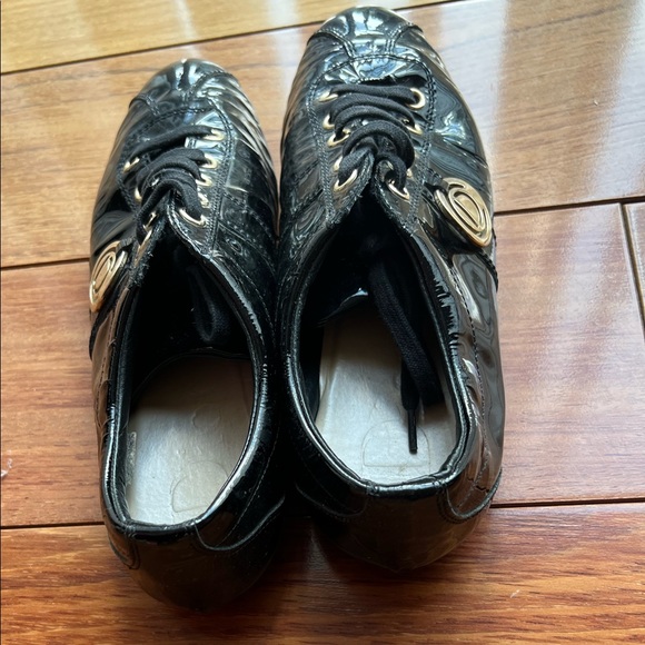 DIOR Patent Leather Fashion Sneakers Gold Logo size 36 1/2 - Picture 4 of 8